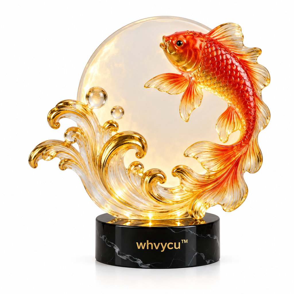 Whvycu™ Luxury Koi Fish Moon LED Decorative Sculpture