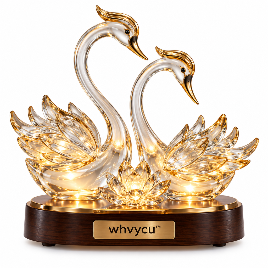 Whvycu™ Luxury Crystal Swan Love LED Decorative Sculpture