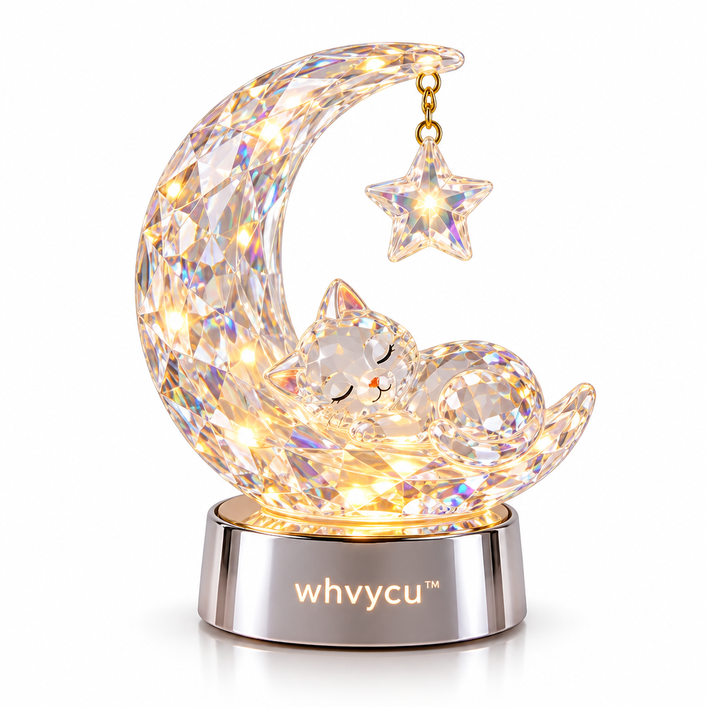 Whvycu™ Luxury Crystal Moon Cat Figurine Light