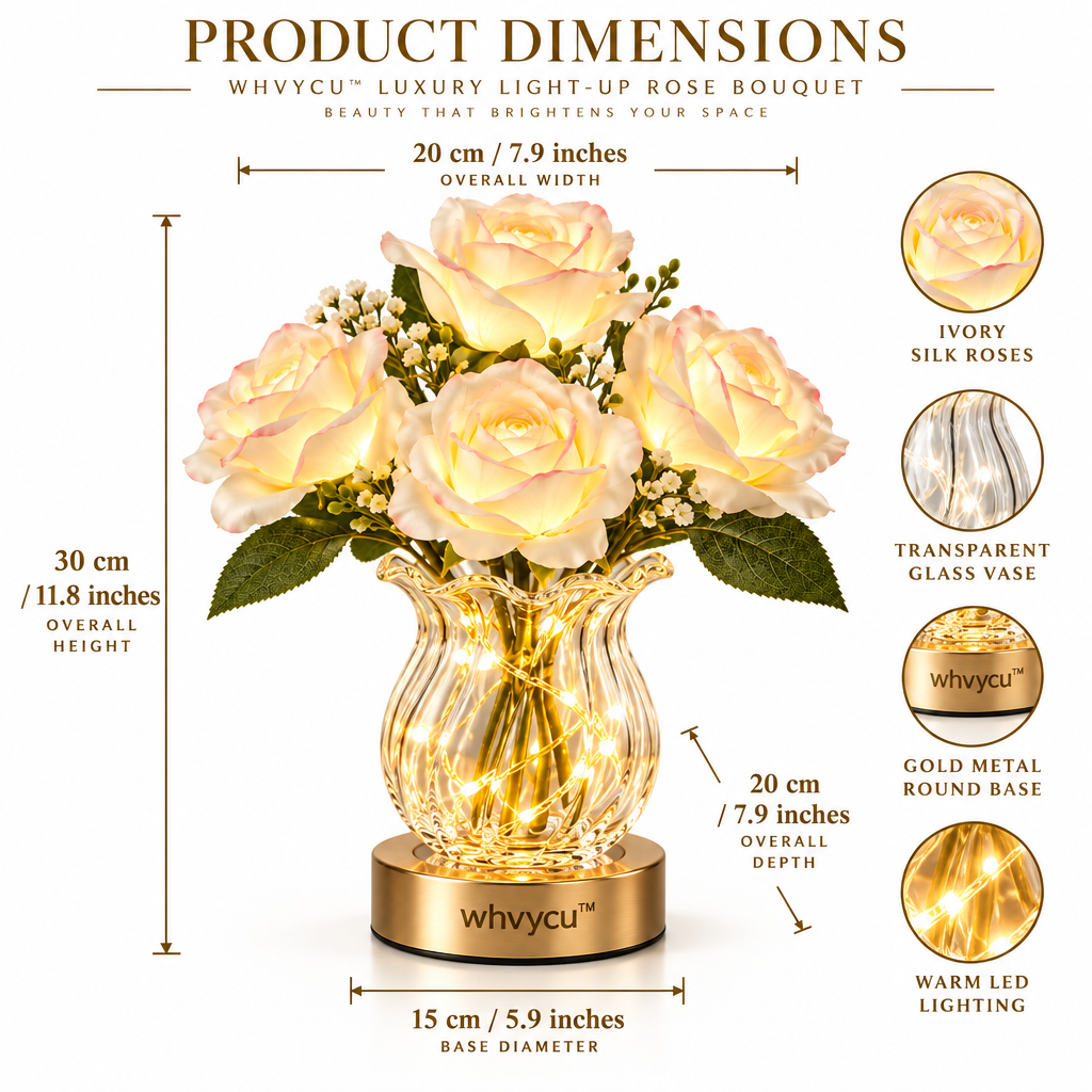 Whvycu™ Luxury Light-Up Rose Bouquet Decorative Ornament