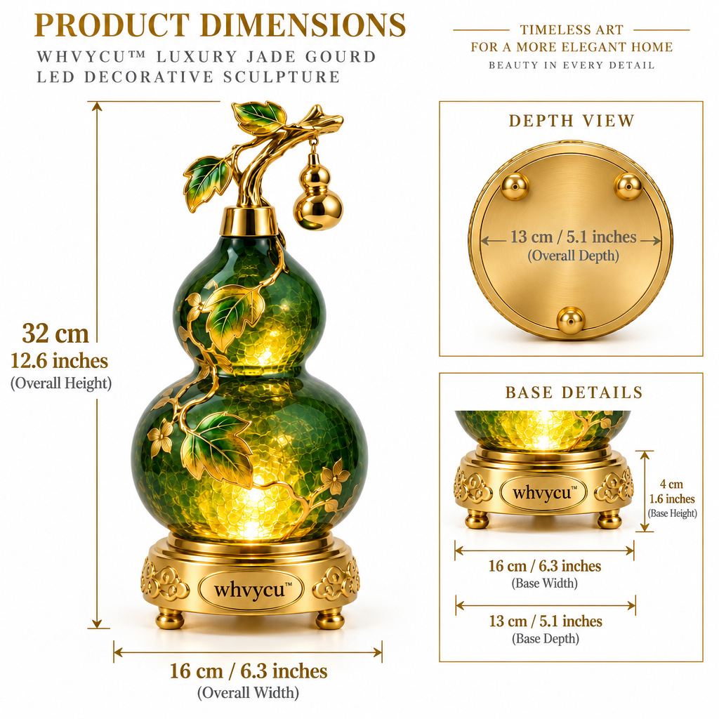 Whvycu™ Luxury Jade Gourd LED Decorative Sculpture