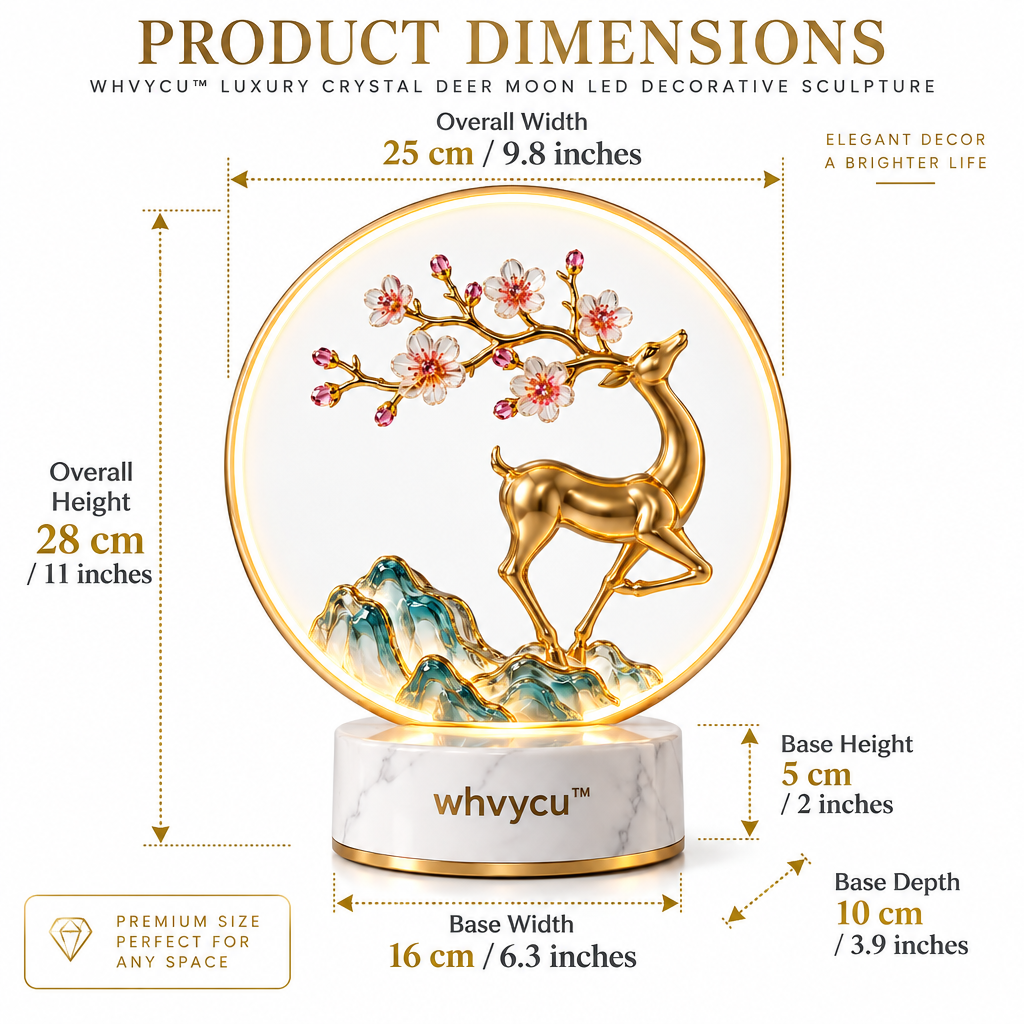 Whvycu™ Luxury Crystal Deer Moon LED Decorative Sculpture