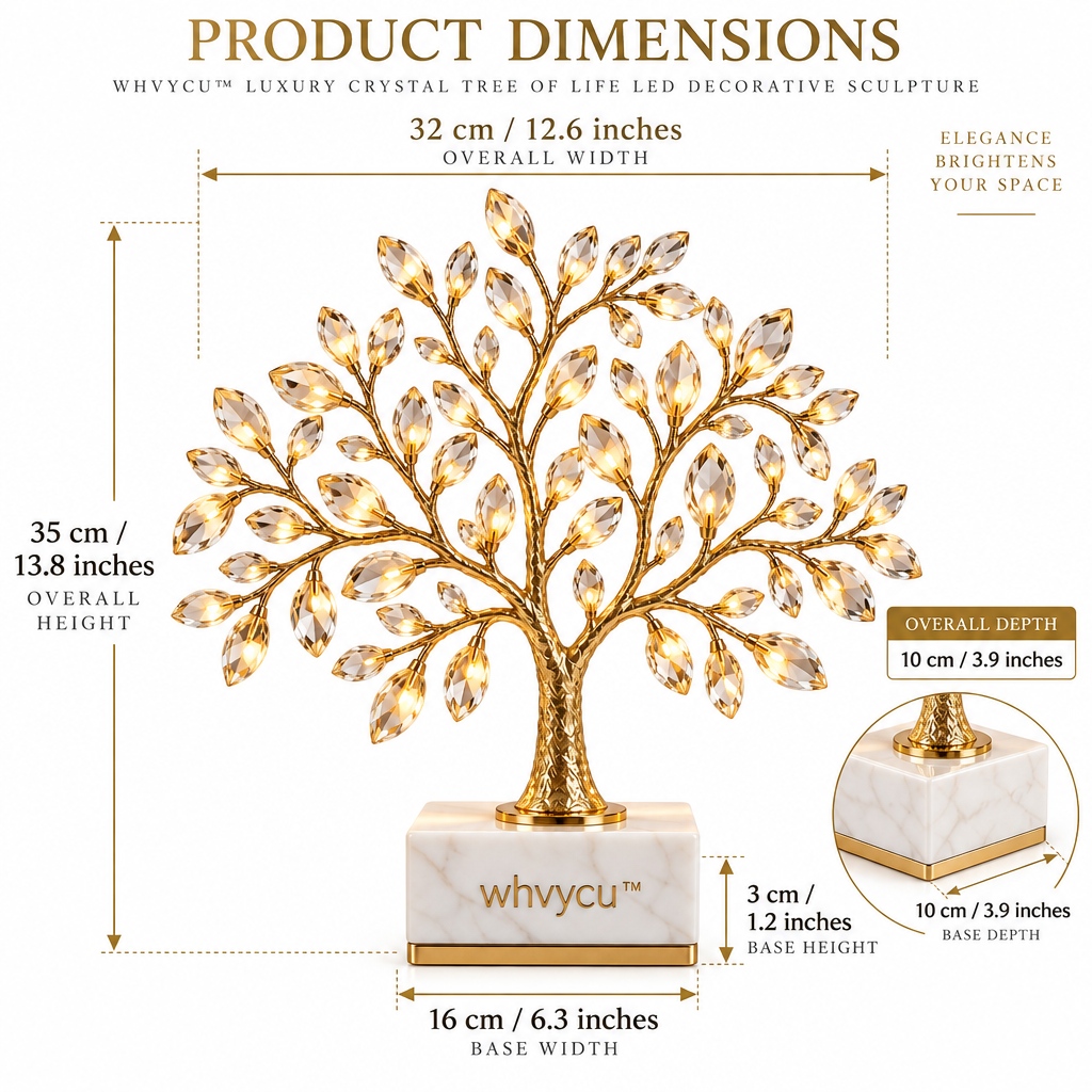 Whvycu™ Luxury Crystal Tree Of Life LED Decorative Sculpture