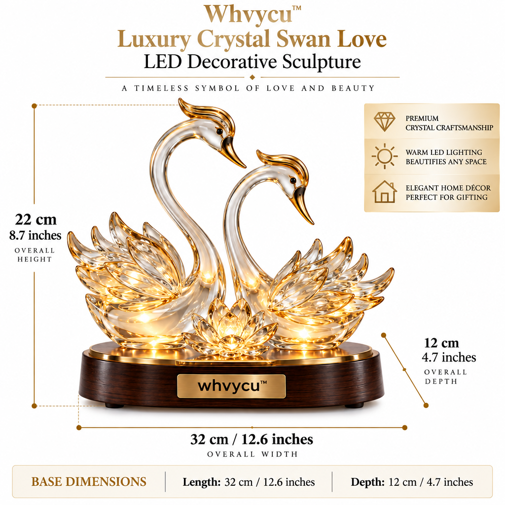 Whvycu™ Luxury Crystal Swan Love LED Decorative Sculpture