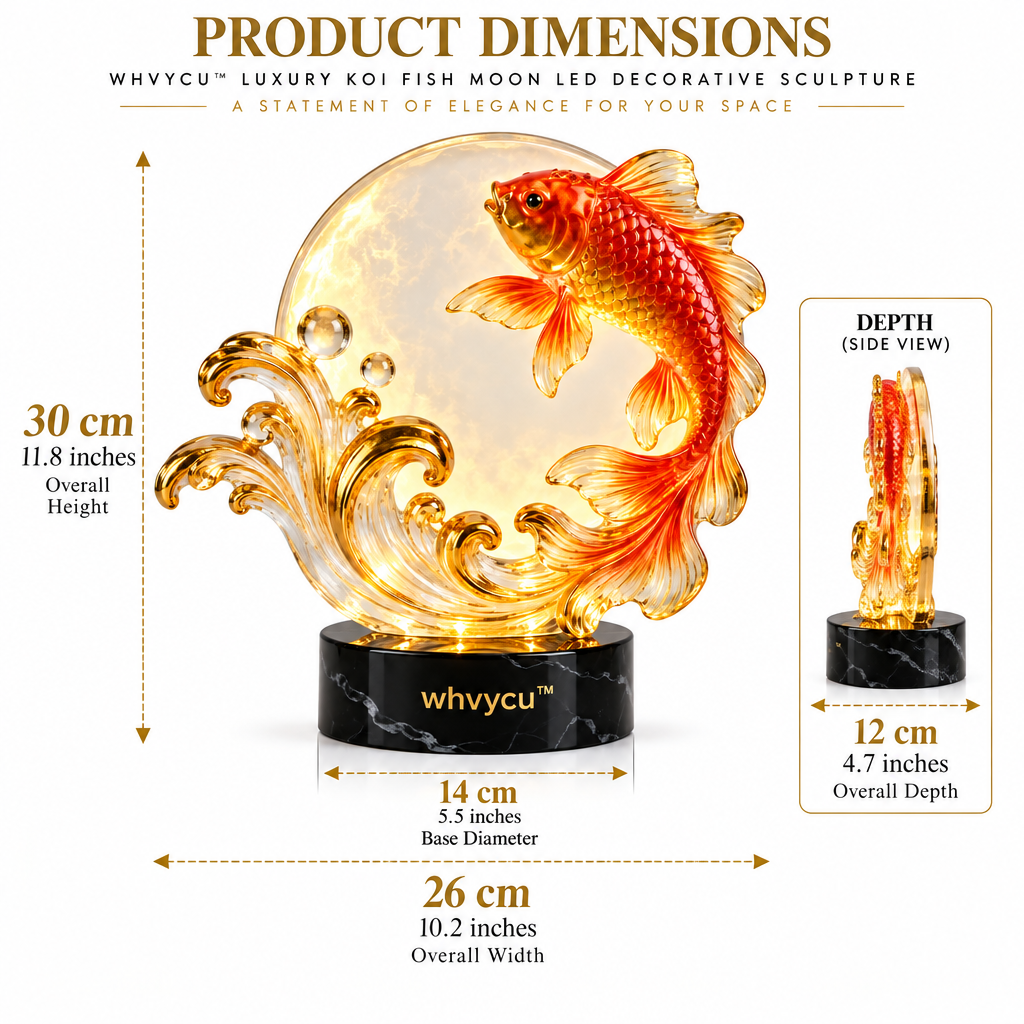 Whvycu™ Luxury Koi Fish Moon LED Decorative Sculpture