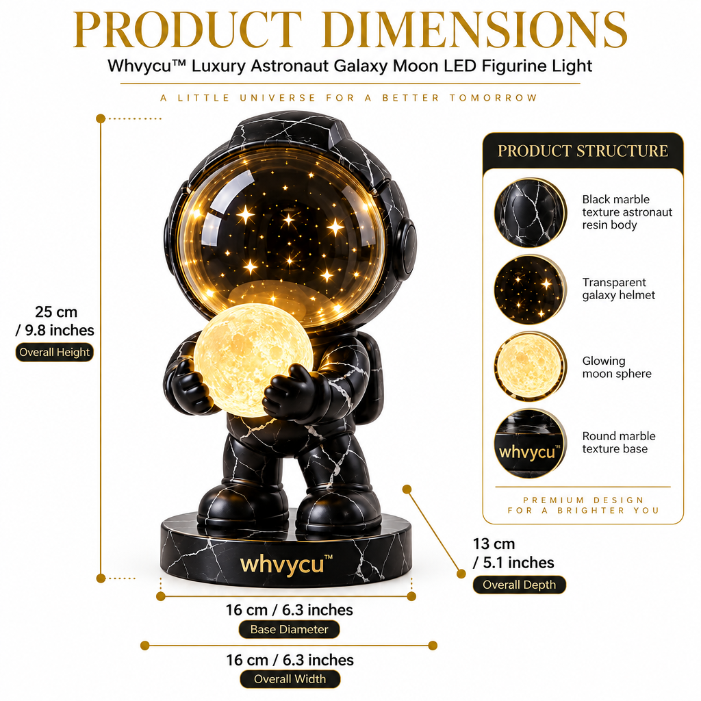Whvycu™ Luxury Astronaut Galaxy Moon LED Figurine Light