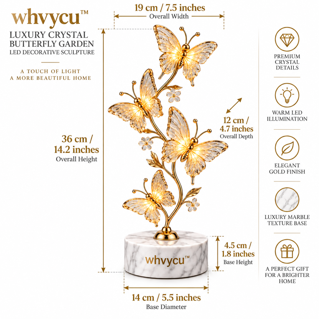Whvycu™ Luxury Crystal Butterfly Garden LED Decorative Sculpture