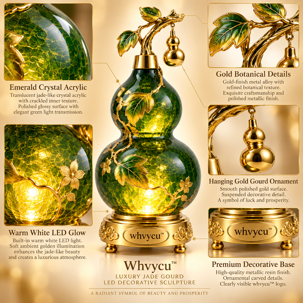 Whvycu™ Luxury Jade Gourd LED Decorative Sculpture