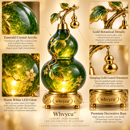 Whvycu™ Luxury Jade Gourd LED Decorative Sculpture