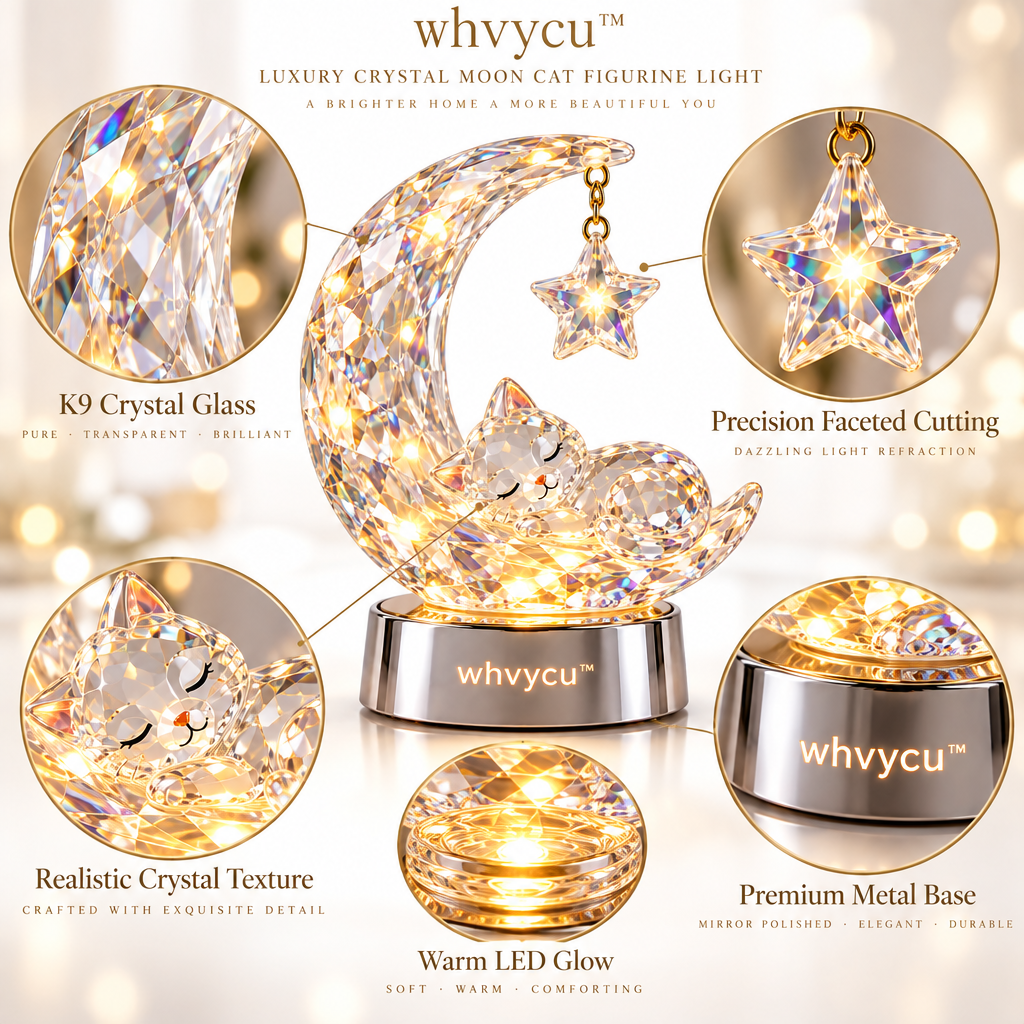 Whvycu™ Luxury Crystal Moon Cat Figurine Light