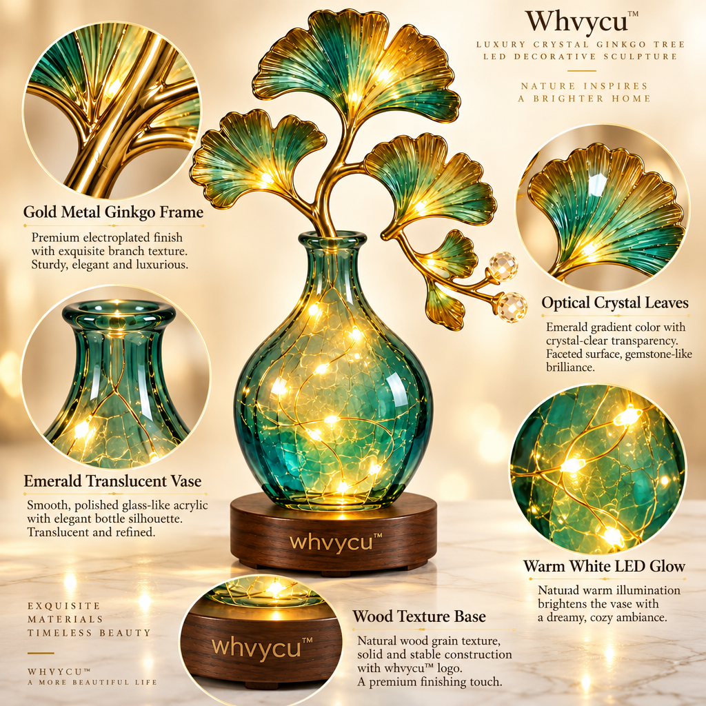 Whvycu™ Luxury Crystal Ginkgo Tree LED Decorative Sculpture