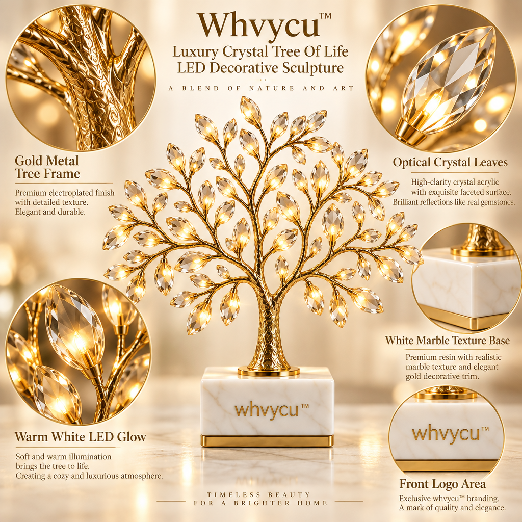 Whvycu™ Luxury Crystal Tree Of Life LED Decorative Sculpture