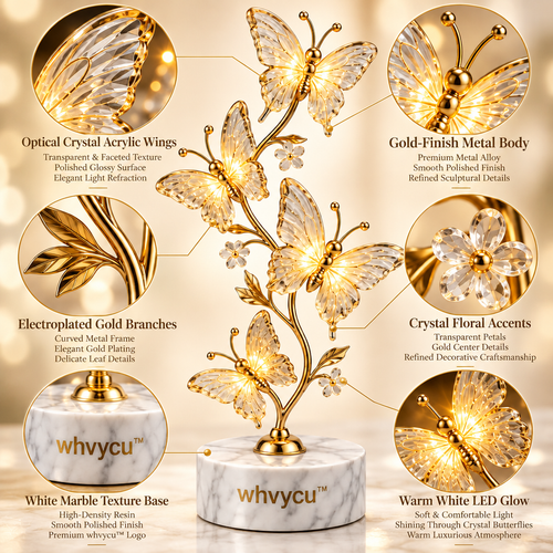 Whvycu™ Luxury Crystal Butterfly Garden LED Decorative Sculpture