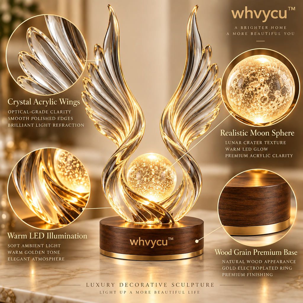 Whvycu™ Luxury Angel Wings Moon LED Decorative Sculpture