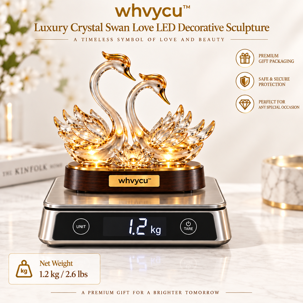 Whvycu™ Luxury Crystal Swan Love LED Decorative Sculpture
