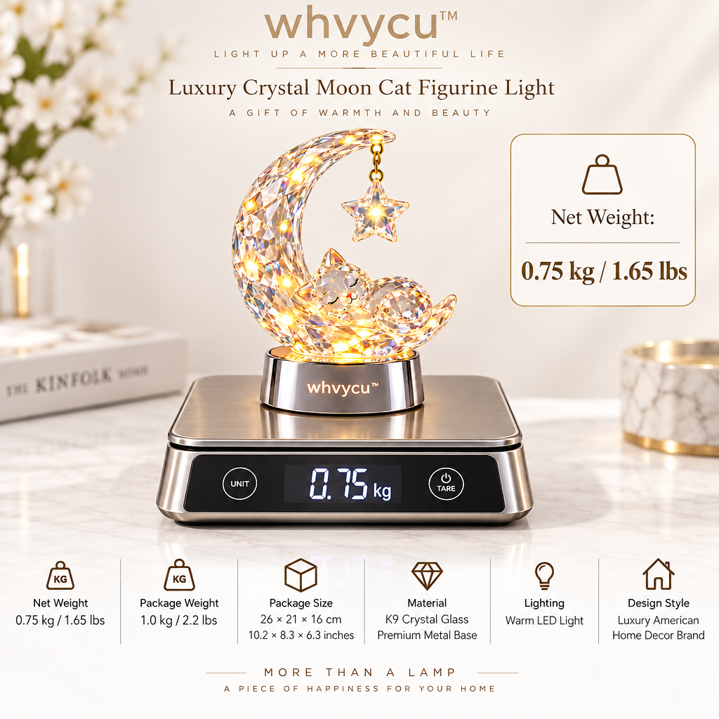 Whvycu™ Luxury Crystal Moon Cat Figurine Light