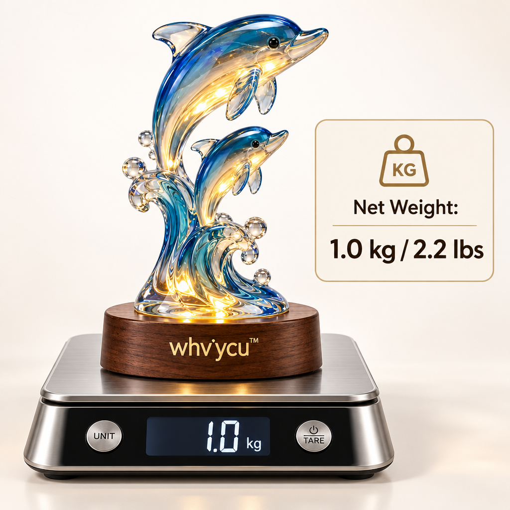 Whvycu™ Luxury Crystal Dolphin Ocean Wave LED Decorative Sculpture