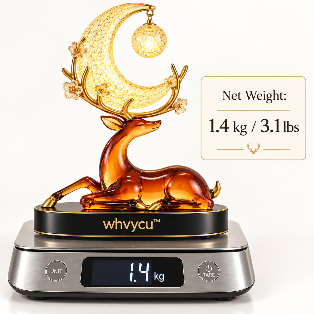 Whvycu™ Luxury Crystal Deer Crescent Moon LED Decorative Sculpture