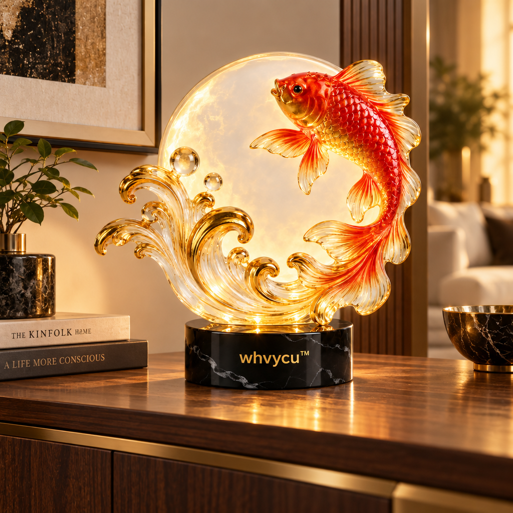 Whvycu™ Luxury Koi Fish Moon LED Decorative Sculpture