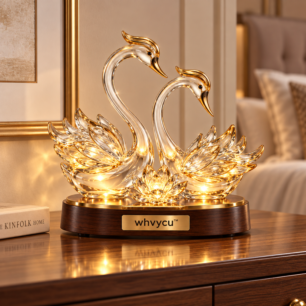 Whvycu™ Luxury Crystal Swan Love LED Decorative Sculpture