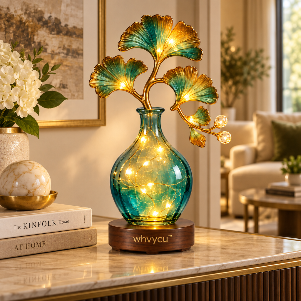 Whvycu™ Luxury Crystal Ginkgo Tree LED Decorative Sculpture